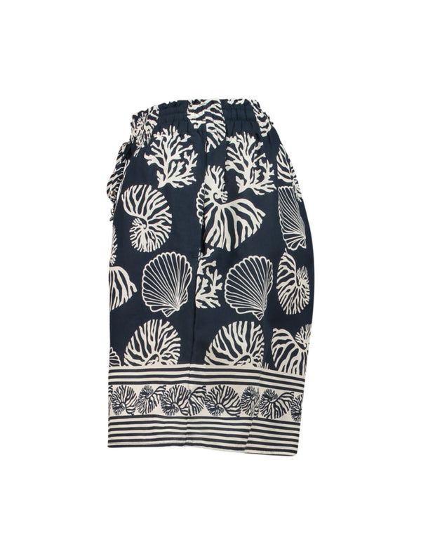 HAILYS Inara Ocean Print Shorts - Navy
