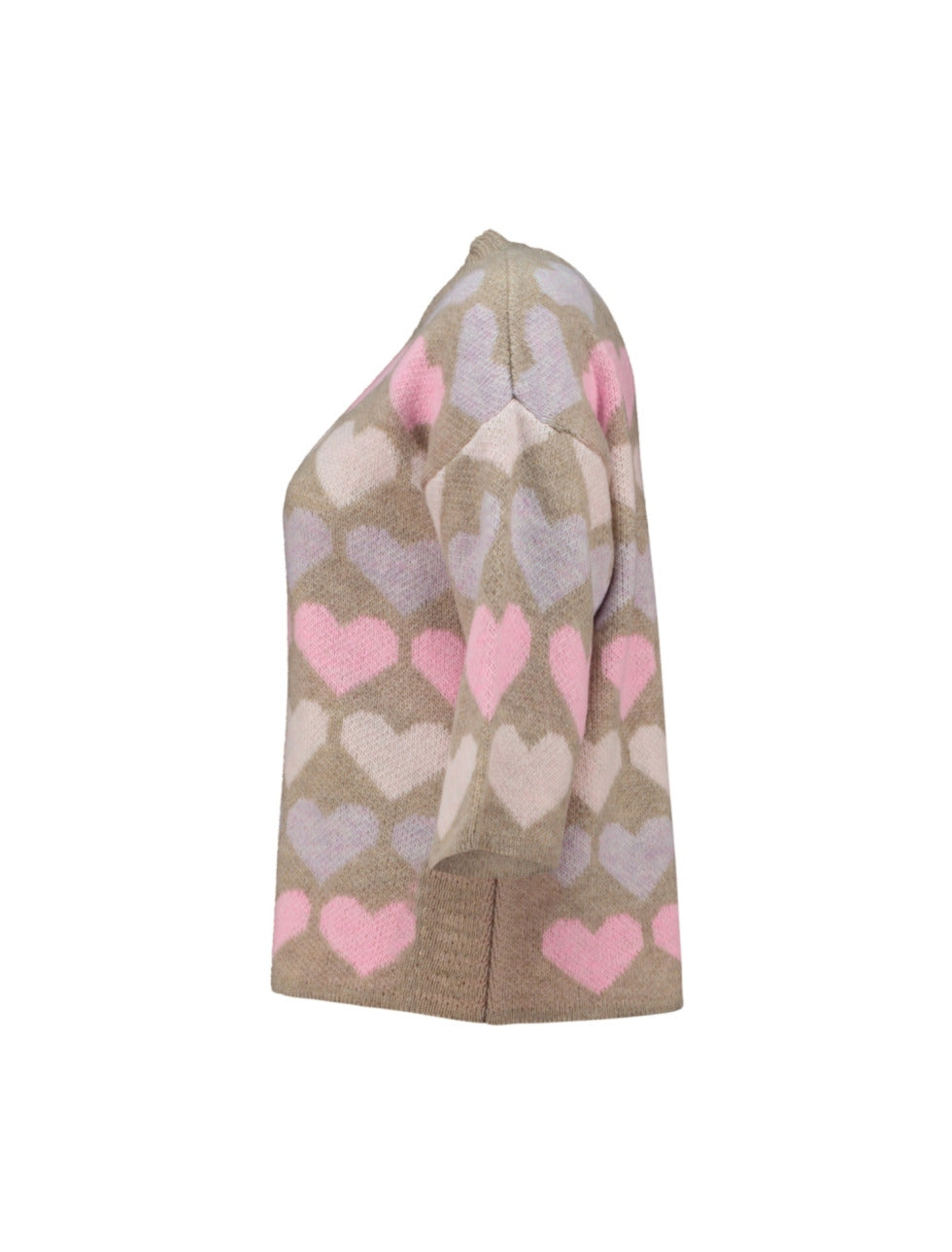 HAILYS Sanna 3/4 Sleeve Heart Jumper - Taupe