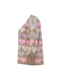 HAILYS Sanna 3/4 Sleeve Heart Jumper - Taupe