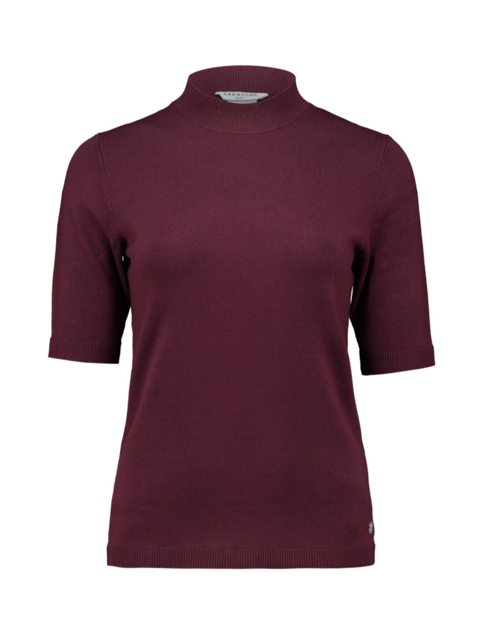 ZABAOINE Nisa Short Sleeve High Neck Jumper - Burgundy