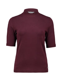 ZABAOINE Nisa Short Sleeve High Neck Jumper - Burgundy