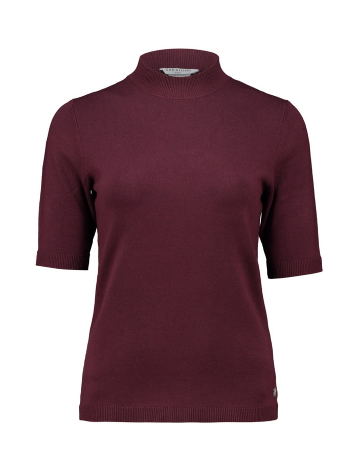 ZABAOINE Nisa Short Sleeve High Neck Jumper - Burgundy
