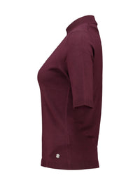 ZABAOINE Nisa Short Sleeve High Neck Jumper - Burgundy