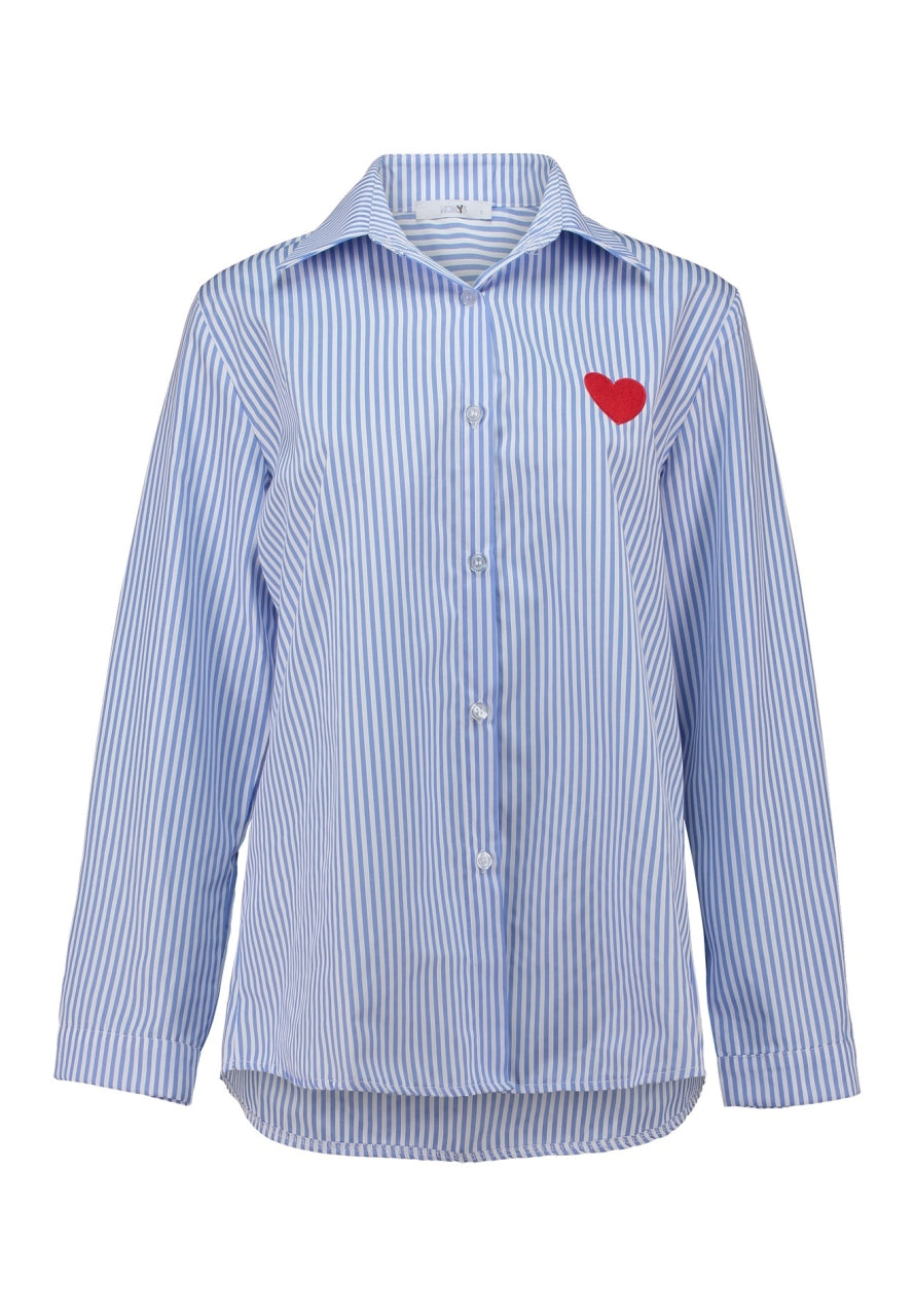 HAILYS Heart Shirt - Blue Stripe