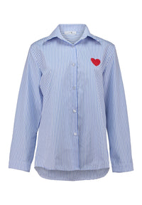 HAILYS Heart Shirt - Blue Stripe