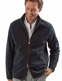 VEDONEIRE Men's Casual Full Zip Fleece Jacket - Navy