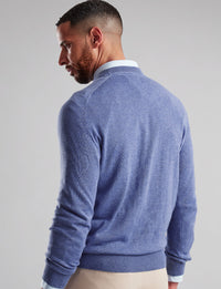 VEDONEIRE Micro Texture Crew Neck Sweater - Blue