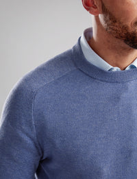 VEDONEIRE Micro Texture Crew Neck Sweater - Blue
