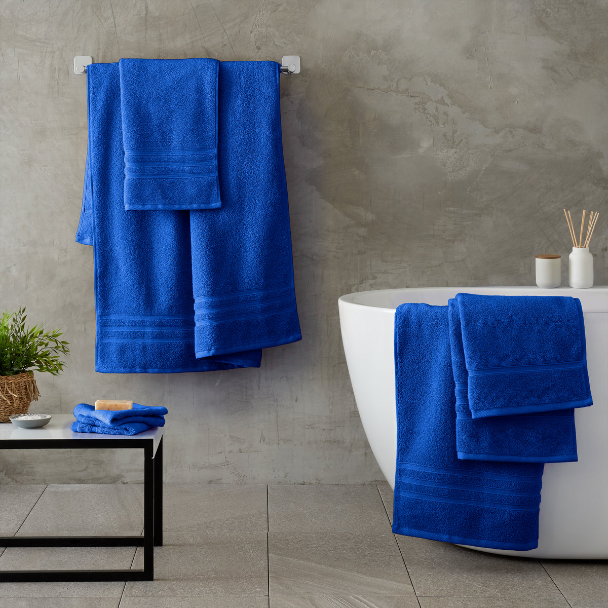 CATHERINE LANSFIELD Zero Twist Cotton Towel - Cobalt Blue (Available in 3 Sizes)
