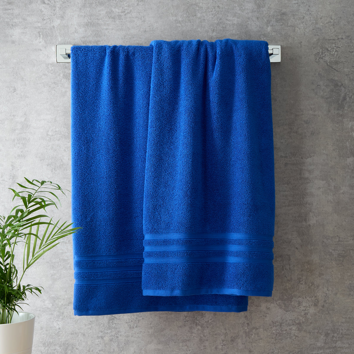 CATHERINE LANSFIELD Zero Twist Cotton Towel - Cobalt Blue (Available in 3 Sizes)