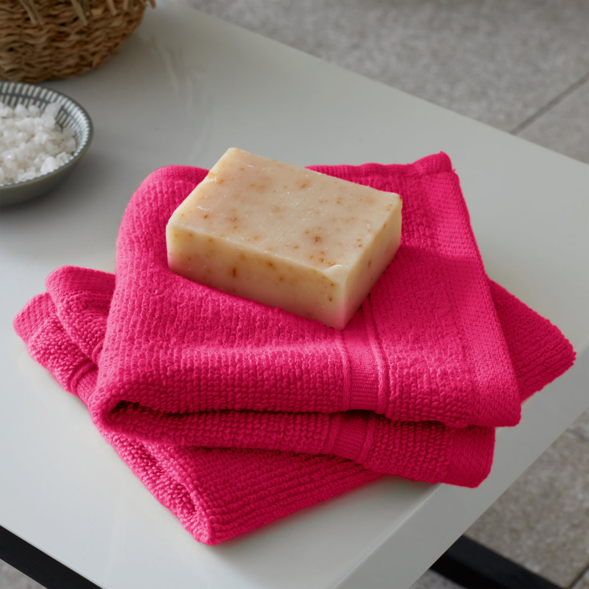CATHERINE LANSFIELD Zero Twist Cotton Face Cloth Pair - Hot Pink