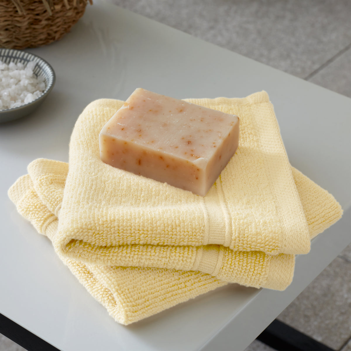 CATHERINE LANSFIELD Zero Twist Cotton Face Cloth Pair - Yellow