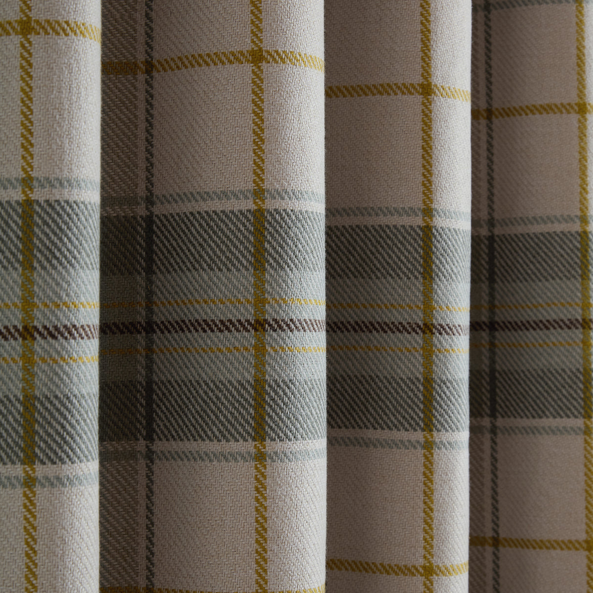 CATHERINE LANSFIELD Brushed Woven Glencoe Check Thermal Eyelet Curtains- Green