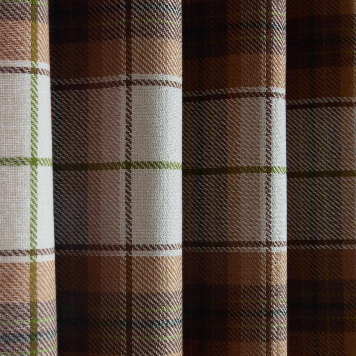 CATHERINE LANSFIELD Brushed Woven Glencoe Check Thermal Eyelet Curtains- Terracotta