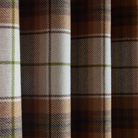 CATHERINE LANSFIELD Brushed Woven Glencoe Check Thermal Eyelet Curtains- Terracotta