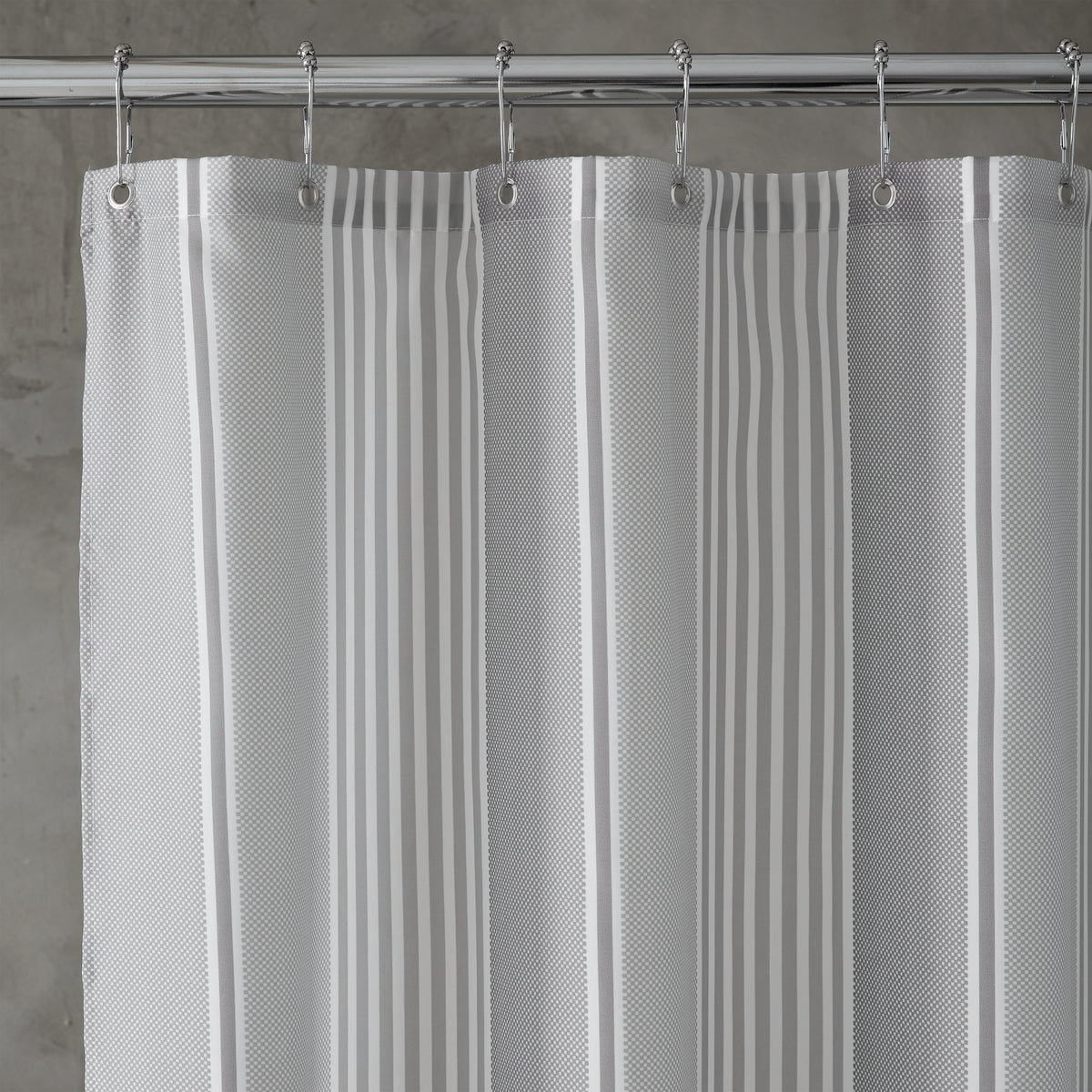 CATHERINE LANSFIELD Textured Stripe Shower Curtain 180x180cm - Silver