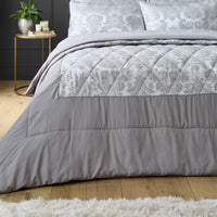 CATHERINE LANSFIELD Damask Jacquard Bedspread Throw 240x260cm - Silver