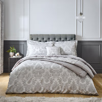 CATHERINE LANSFIELD Damask Jacquard Duvet Cover Set - Silver