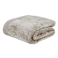 CATHERINE LANSFIELD Crushed Velvet Bedspread Throw - Natural