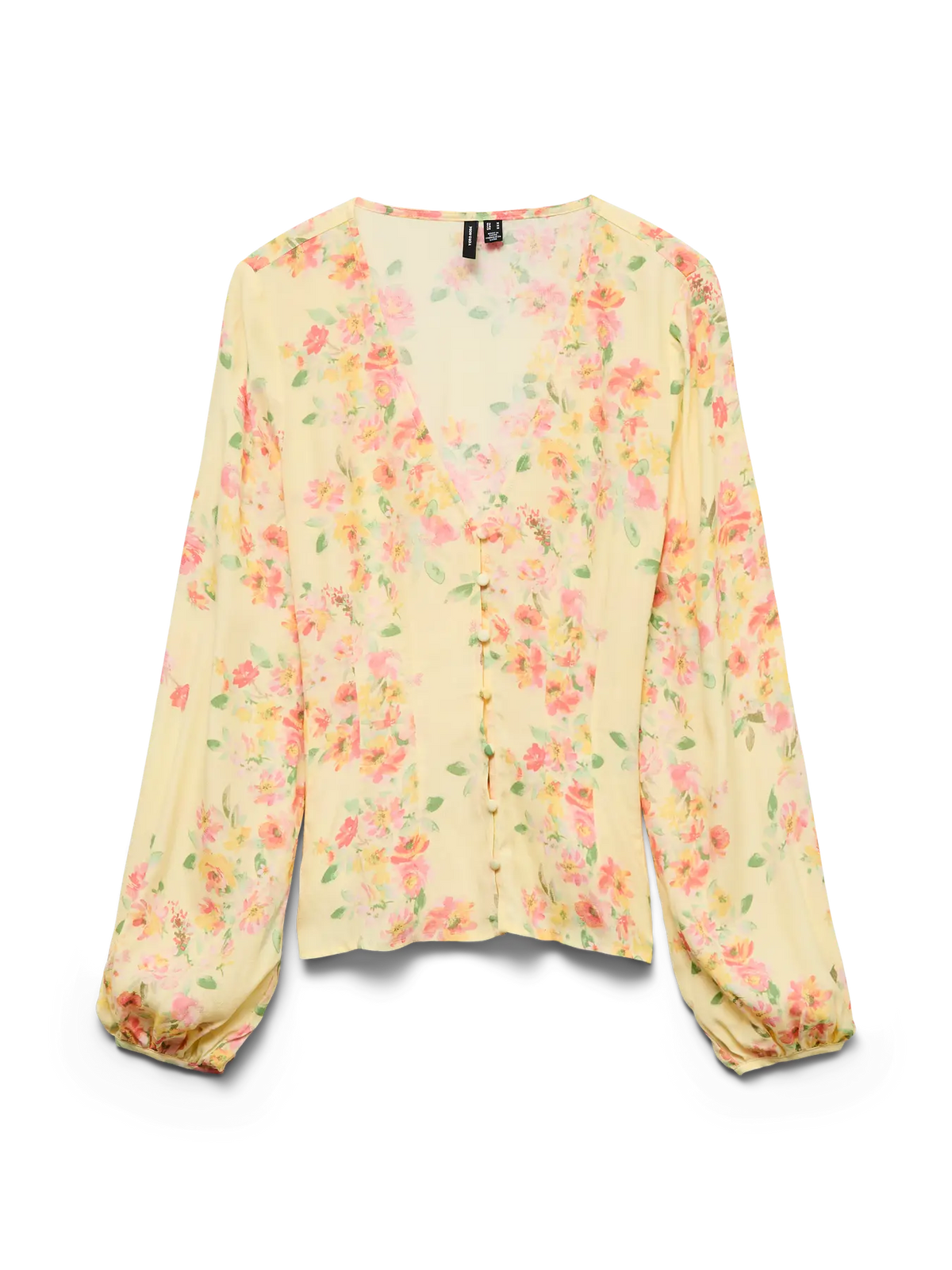 VERO MODA Vilma Long Sleeve Top - Yellow Print