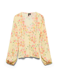 VERO MODA Vilma Long Sleeve Top - Yellow Print