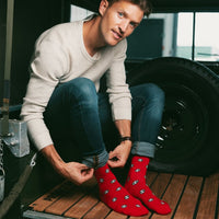SWOLE PANDA Football Sock - Red