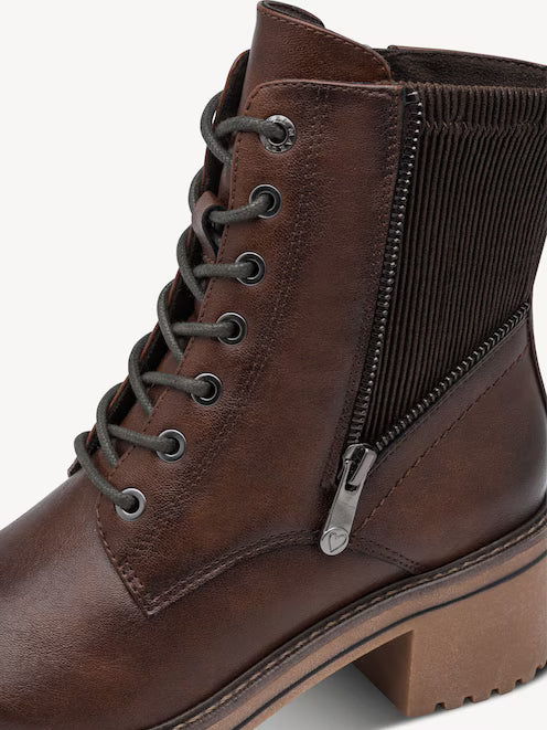 MARCO TOZZI Lace Front Boot - Chestnut