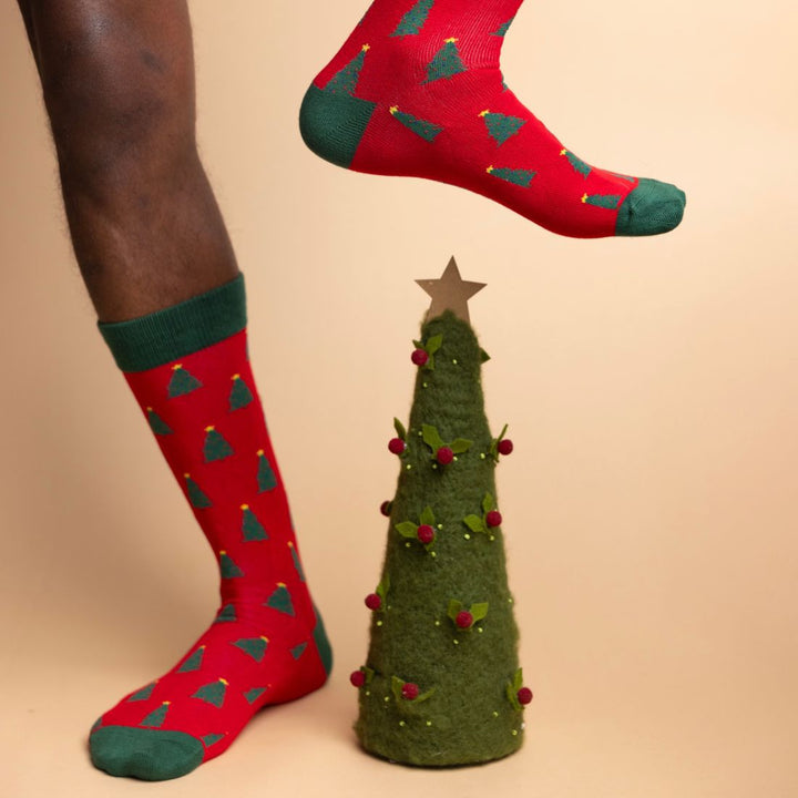 SWOLE PANDA Christmas Sock - Red