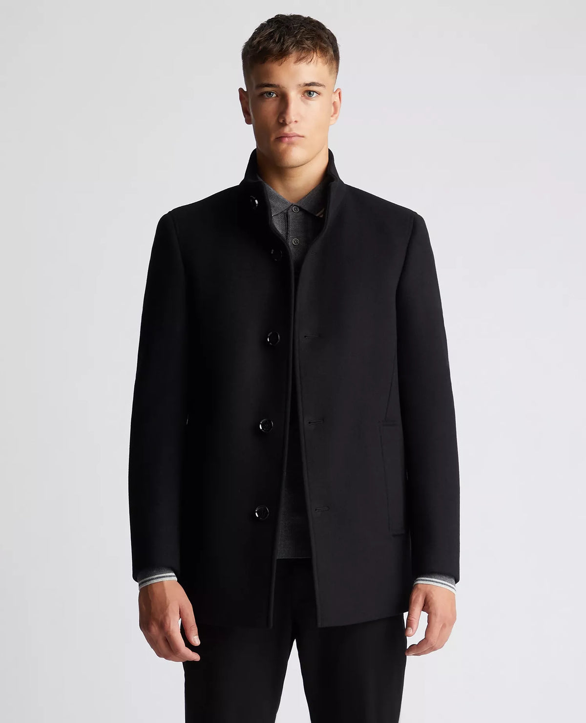 REMUS UOMO Jonah Wool-Blend Tailored Coat - Black