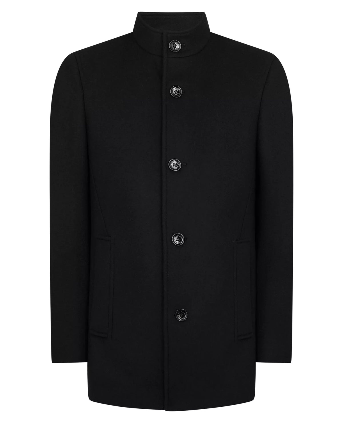 REMUS UOMO Jonah Wool-Blend Tailored Coat - Black