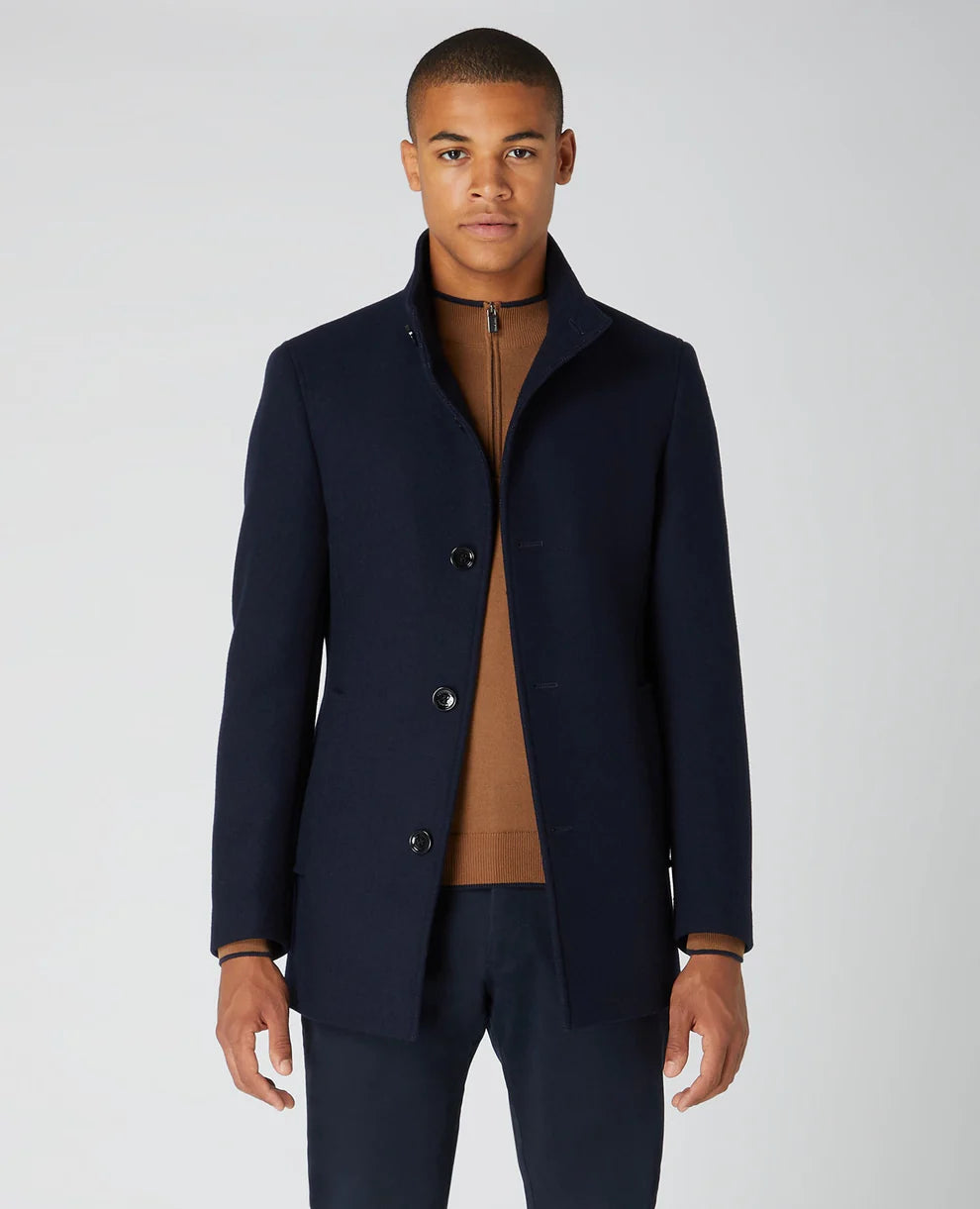 REMUS UOMO Jonah Wool-Blend Tailored Coat - Navy