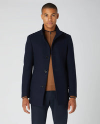 REMUS UOMO Jonah Wool-Blend Tailored Coat - Navy