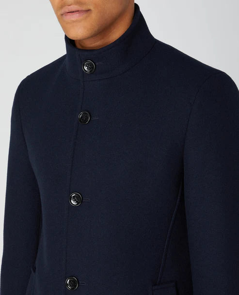 REMUS UOMO Jonah Wool-Blend Tailored Coat - Navy