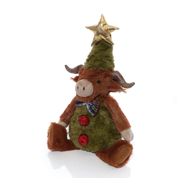 LANGS Highland Cow Dresses as Christmas Tree Plush Toy 16cm
