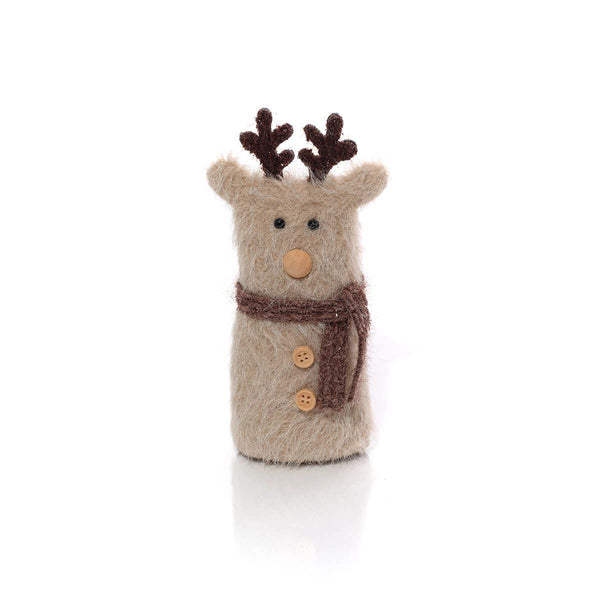 LANGS Nordic Nest Novelty Faux Fur Reindeer Small Standing Figure 19cm