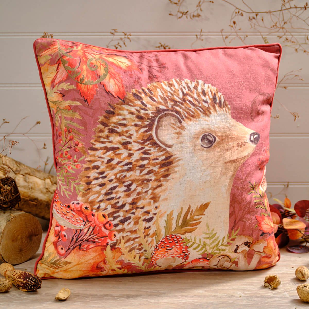 LANGS Toadstool Tales Hedgehog Cushion 45x45cm