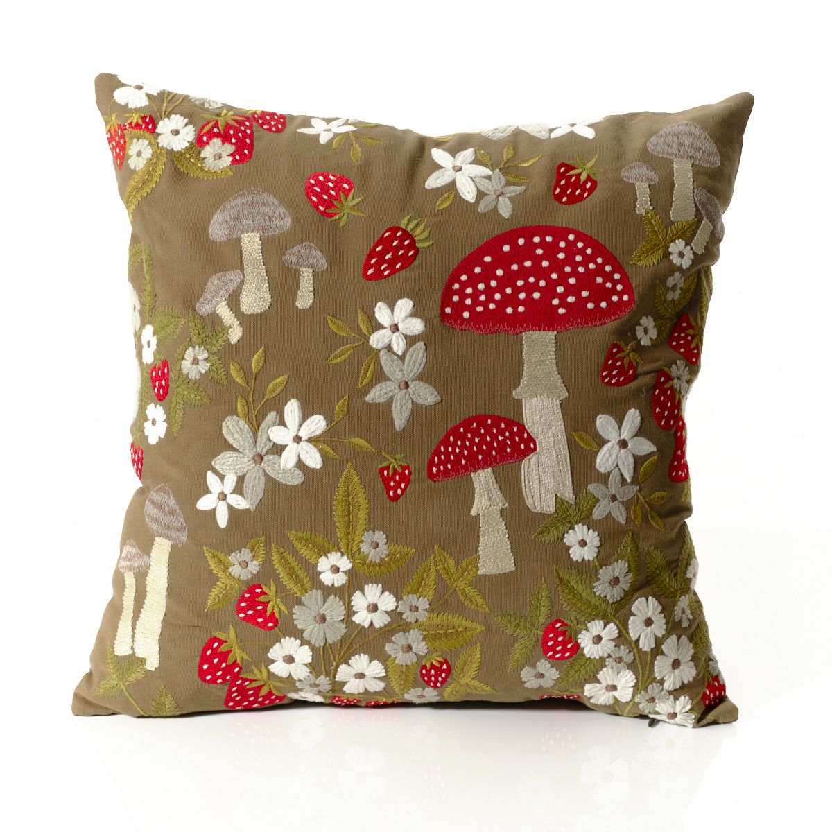 LANGS Toadstool Tales Embroidered Red Spot Cushion 45x45cm