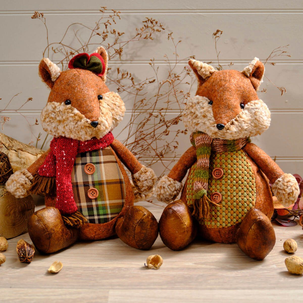 LANGS Mr and Mrs Dressed Fox Sitting Doorstop - 1PC