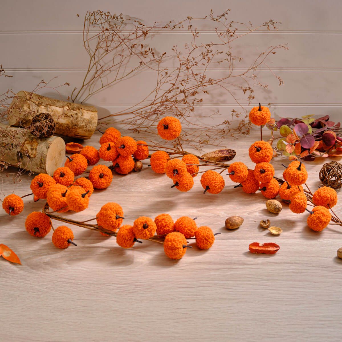 LANGS Pumpkin Burnt Orange Shearling Garland 150cm