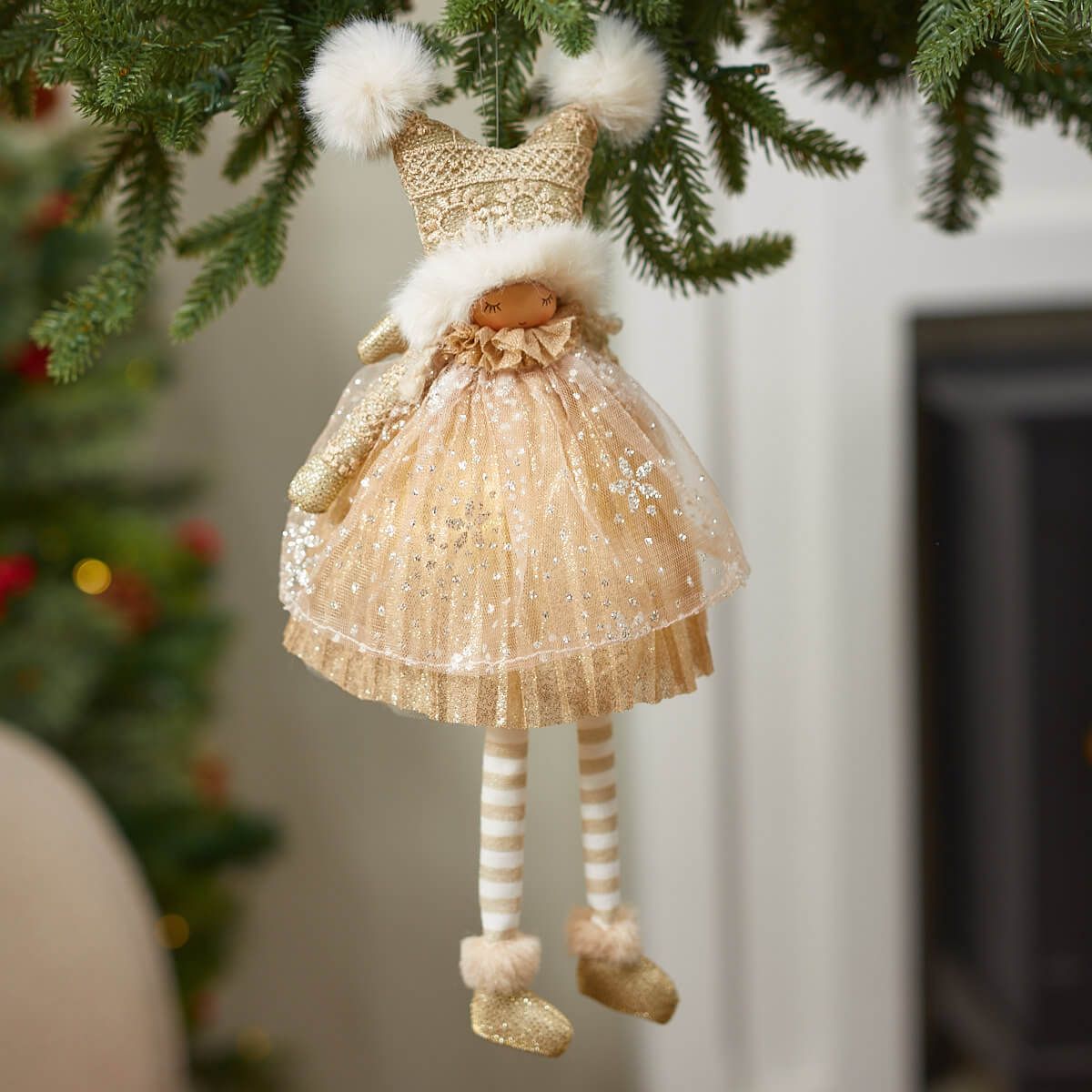 LANGS Christmas LED Gold Angel Hanger 37cm