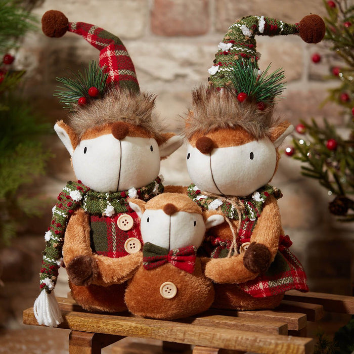 LANGS Christmas Fox Family Plush Ornament 24x30cm