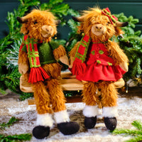 LANGS Christmas Highland Cow Plush Shelf Sitter 46cm - 1Pc