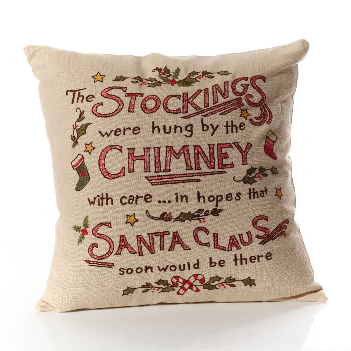 LANGS Stockings 100% Cotton Embroidered Cushion 45x45cm