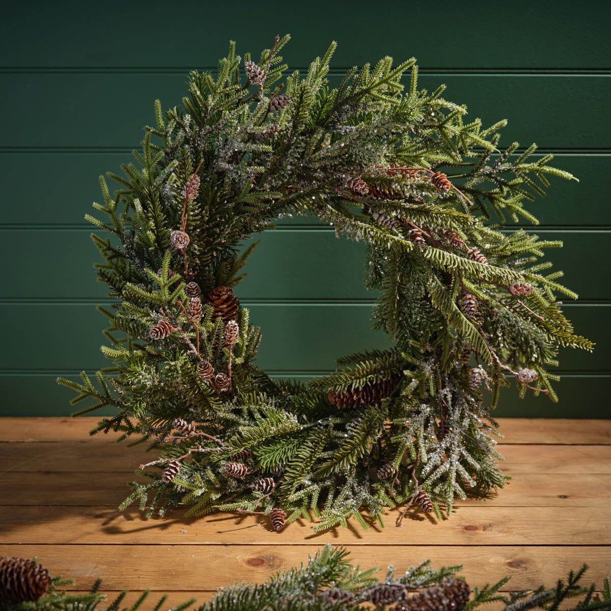 LANGS Frosted Evergreen & Pinecone Wreath 60cm