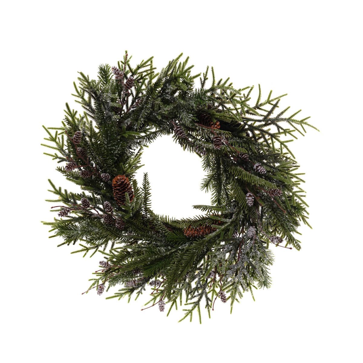 LANGS Frosted Evergreen & Pinecone Wreath 60cm