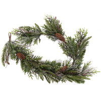 LANGS Evergreen Faux Frosted Foliage with Pinecones Garland 150cm