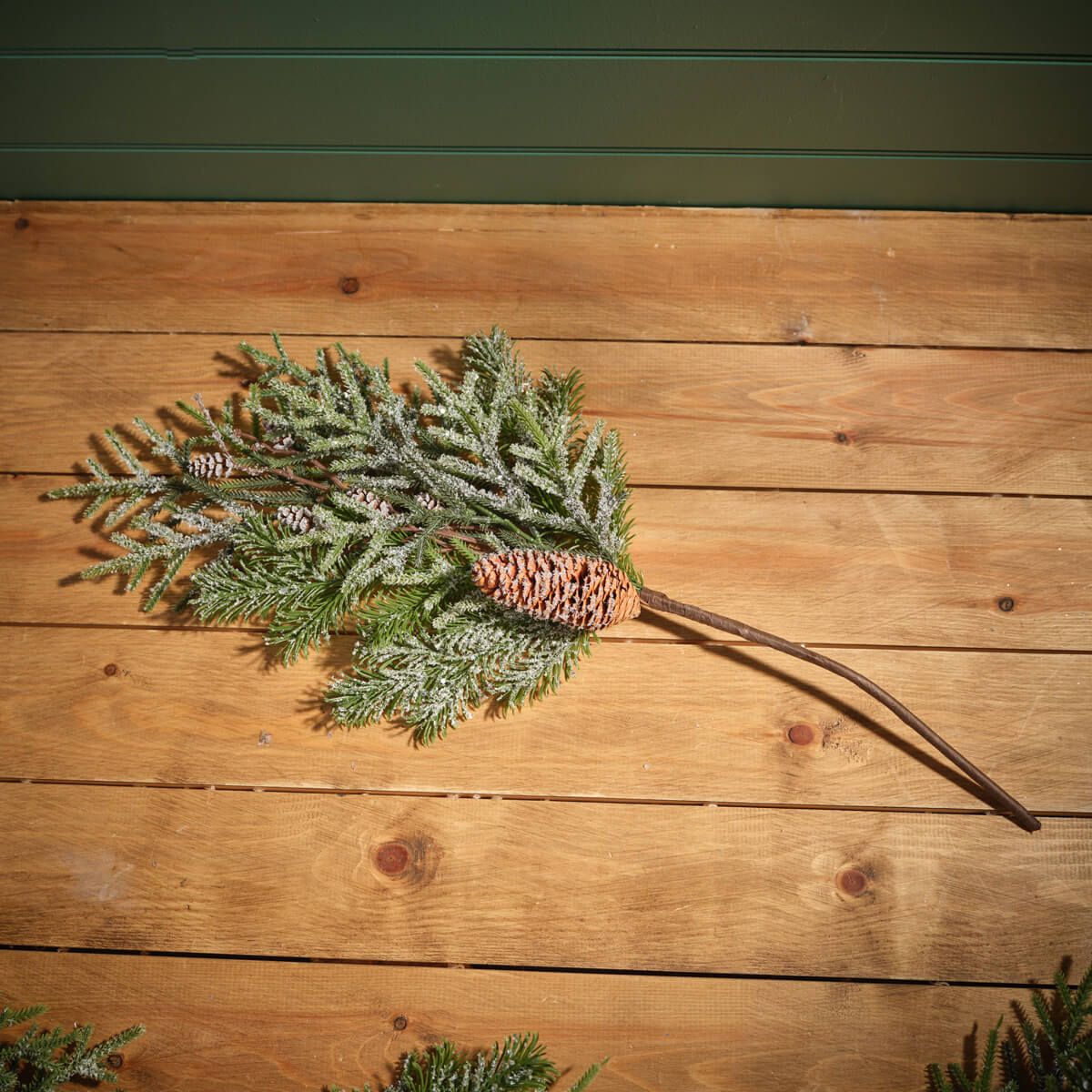 LANGS Evergreen and Pinecones Frosted Spray Faux Foliage 61cm