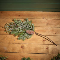 LANGS Evergreen and Pinecones Frosted Spray Faux Foliage 61cm