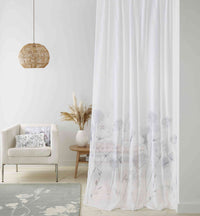 CATHERINE LANSFIELD Meadowsweet Floral Tab Top Sheer Curtain Panel 55x90" - White