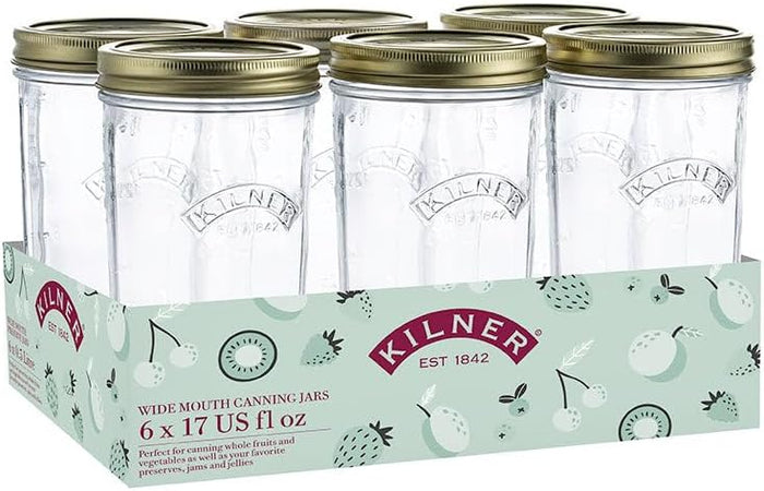 KILNER Set Of 6 Wide Mouth Jars 0.5L